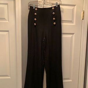 Naked Wardrobe High Waist Black Pant Gold Button